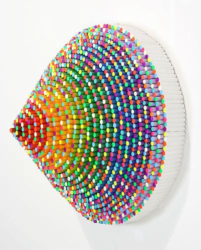 Trinity, 2011
wood dowels, acrylic paint, resin
25 x 25 x 14 inches