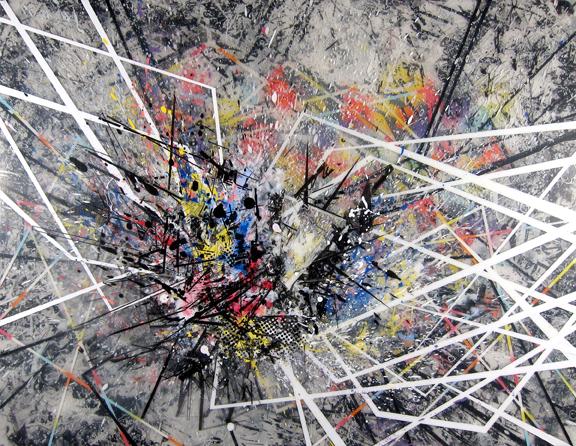 Tube Break, 2011
acrylic, mixed media, and resin on panel
30 x 40 inches