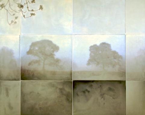 Two Mystics
48" x 60" diptych
encaustic on archival print mounted on wood
2011