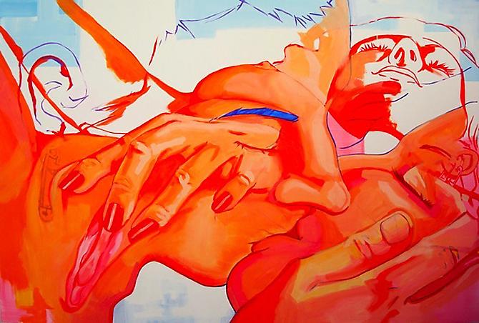 Untitled (Kiss Series), 2009
Mixed media on paper
48 x 72 inches