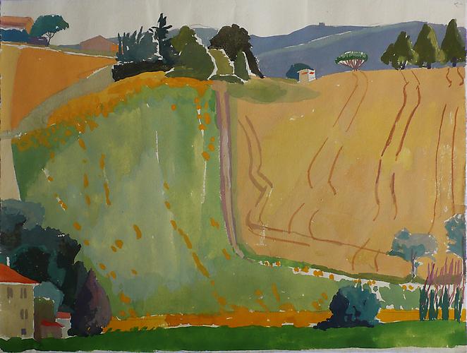 Celia Reisman, 2012
 Corner House , gouache on paper
9.5" x 12.25"