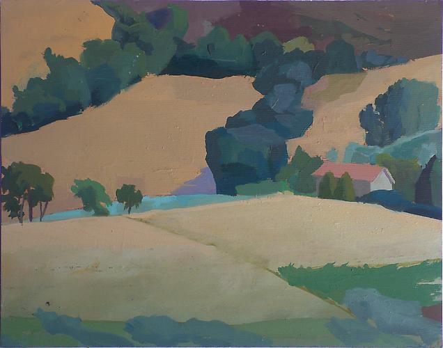 Celia Reisman, 2012
 Field Afternoon , oil on silk panel
8" x 9.5"
