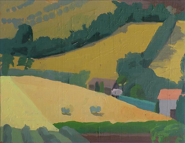 Celia Reisman, 2012
 Field Morning , oil on silk panel
7" x 9"