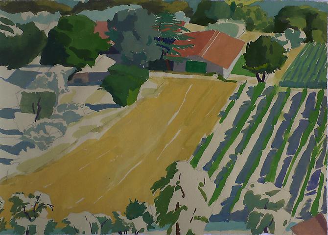 Celia Reisman, 2012
 Green Door 5 O'clock , gouache on paper
9.5" x 12.25"