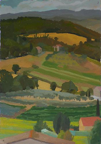 Celia Reisman, 2012
 Olive Grove Triangle , oil on paper
15" x 11.5"