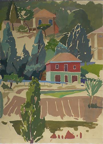 Celia Reisman, 2012
 Red and Green House , gouache on paper
9.5" x 12.25"