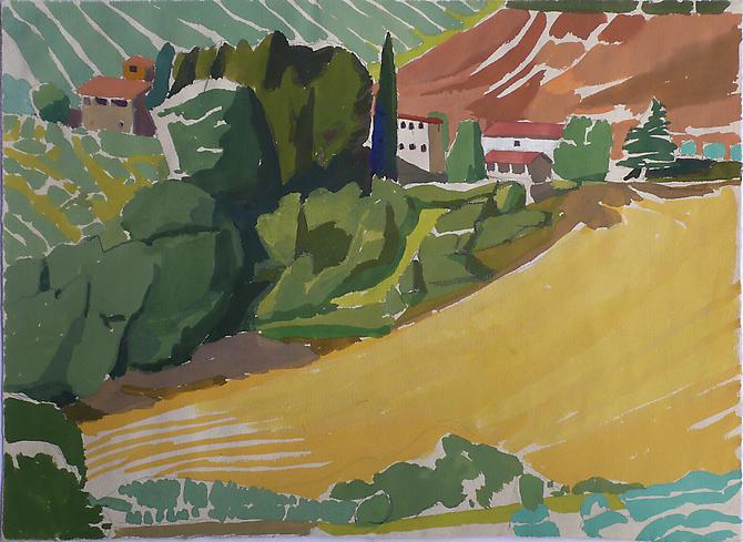 Celia Reisman, 2012
 Wheat Field AM , gouache on paper
9.5" x 12.25"