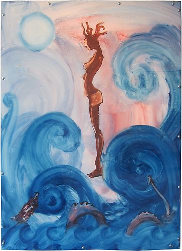 Untitled (Brown/Pink Surfer), 2010
Oil on Mylar behind plexi on wood light box
40 x 30.5 inches