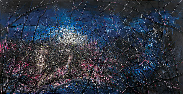 Zeng Fanzhi, "Lion" 
2008
Oil on canvas in three panels
110 1/4 x 212 5/8 inches (280 x 540 cm) Image