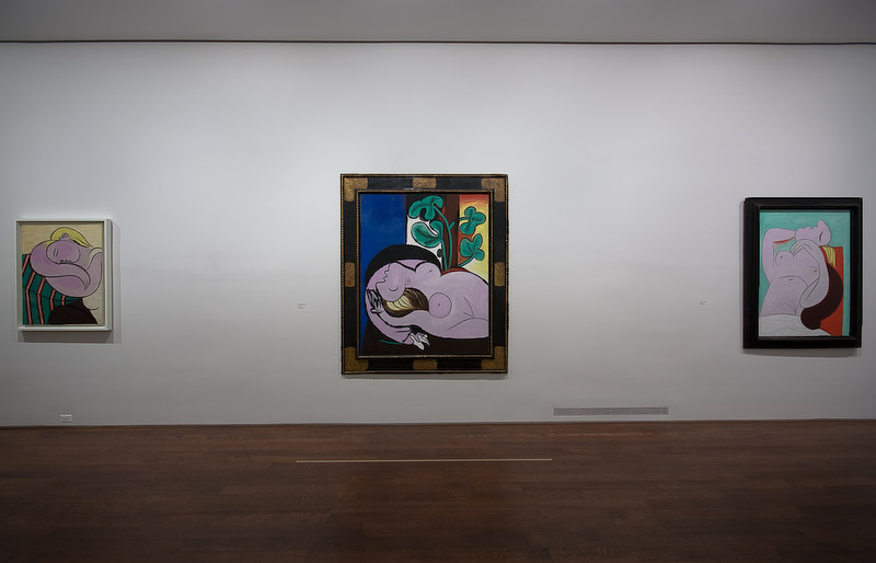From left to right: "Woman with Yellow Hair," Solomon R. Guggenheim Museum, New York, Thannhauser Collection, Gift, Justin K. Thannhauser, 1978; "Nude on a Black Armchair," Private Collection, Courtesy of Richard Gray Gallery; "Sleep," Private Collection