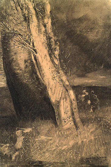 Odilon Redon, "Trees Under a Stormy Sky," c. 1880
Charcoal on paper, 16 x 10 5/8 inches