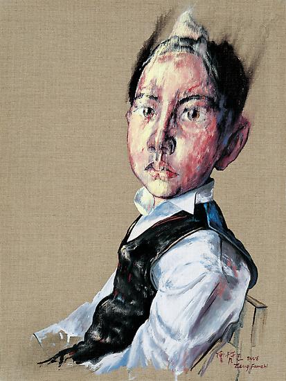 Zeng Fanzhi, "Portrait 08-12-2" 
2008
Oil on canvas
23 7/8 x 19 7/8 inches (60.7 x 50.5 cm)