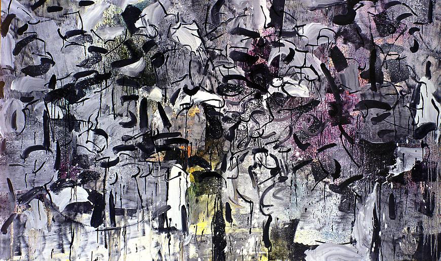 Jean Paul Riopelle, "Grey and Black Streaks"
1964
Mixed media on paper laid down on canvas
54 x 89 inches (137 x 226 cm)