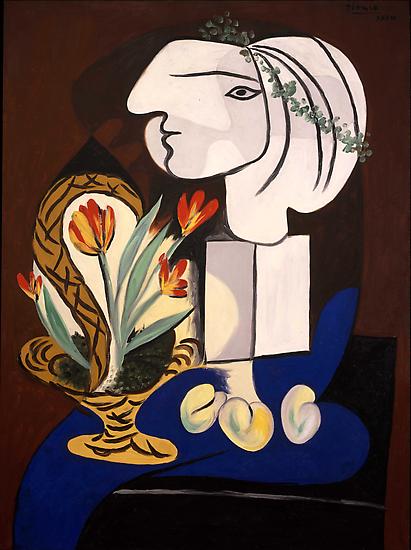 Pablo Picasso, "Still Life with Tulips," March 2, 1932
Oil on canvas, 51 1/8 x 38 1/4 inches
Private Collection