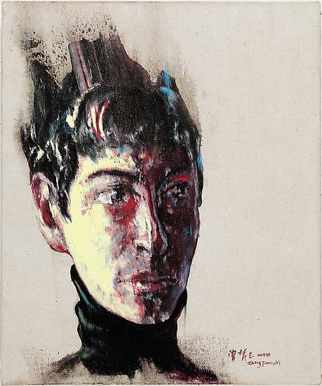 Zeng Fanzhi, "Portrait 08-12-4" 
2008
Oil on canvas
16 1/8 x 15 3/4 inches (40.8 x 40 cm)