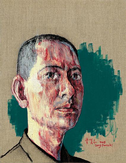 Zeng Fanzhi, "Self-Portrait I" 
2008
Oil on canvas
17 3/8 x 13 3/8 inches (44 x 34 cm)