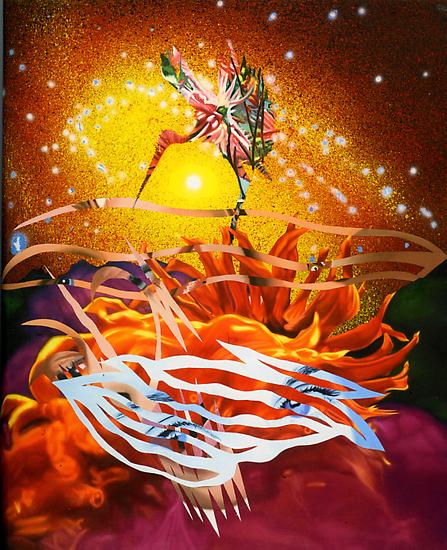 James Rosenquist, "The Bird of Paradise Approaches the Hot Water Planet"
1988
Oil on canvas
105 x 85 inches