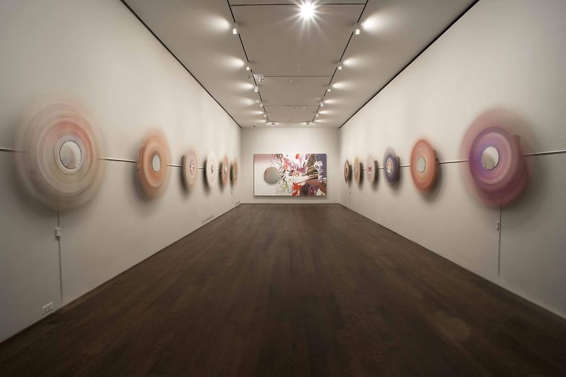 Installation view of works from "The Hole in the Wallpaper" series (works spinning) and "Speed of Light Illustrated" (2008)
Acquavella Galleries, 2010