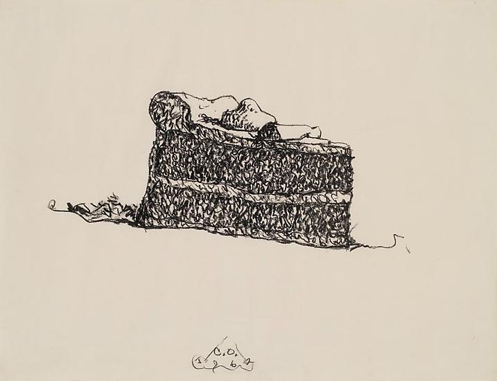 Claes Oldenburg, "Cake Wedge," 1962. Crayon on paper, 25 x 32 inches. Courtesy The Brant Foundation, Inc., Greenwich, CT. Copyright 1962 Claes Oldenburg