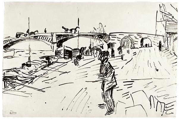 André Derain, "Le Pont de Chatou," c. 1904
Ink on paper, 12 3/4 x 19 inches Image