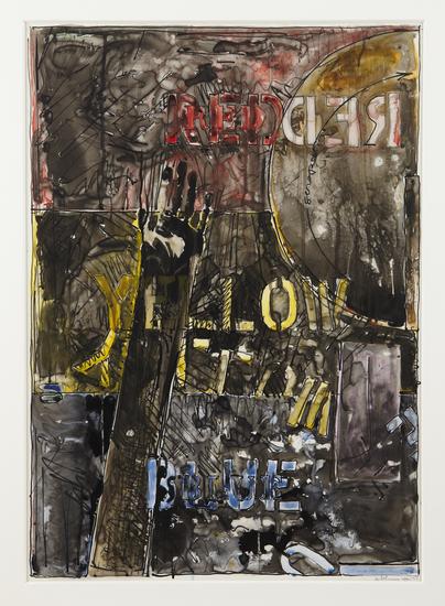 Jasper Johns, "Land's End", 1977
Ink and watercolor on plastic
36 1/4 x 25 3/8 inches
Art © Jasper Johns / Licensed by VAGA, New York, NY