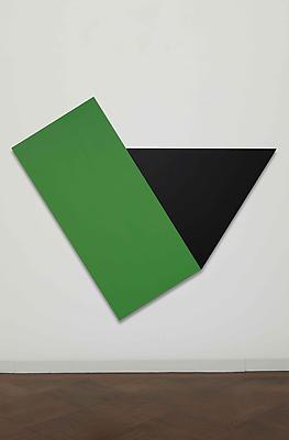 Ellsworth Kelly, "Green with Black Triangle", 1974, oil on canvas, 78 x 93 1/4 inches Image