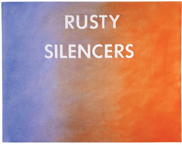 Ed Ruscha, "Rusty Silencers," 1979
Pastel and graphite on Grumbacher paper
23 1/8 x 29 1/8 inches
Art © 2015 Ed Ruscha
