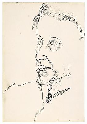 Lucian Freud, "The Painter's Mother"
1940
Ink on paper, 8 3/8 x 5 3/4 in. (21.3 x 14.6 cm)
Matthew Marks Gallery
© The Lucian Freud Archive 
Photo © The Lucian Freud Archive Image