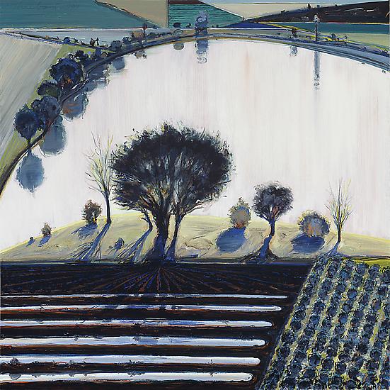 Wayne Thiebaud, "River Pool," 1997, oil on canvas, 36 x 35 3/4 inches (91.4 x 90.8 cm), Acquavella Galleries.  Art (c) Wayne Thiebaud / Licensed by VAGA, New York, NY