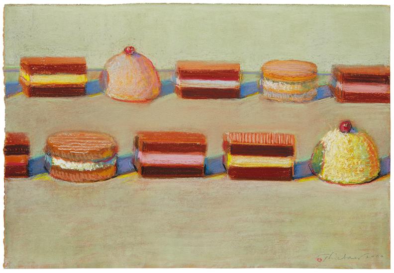 Wayne Thiebaud, "Ten Candies," 2000, pastel on paper, 11 x 16 inches (27.9 x 40.6 cm), Art (c) Wayne Thiebaud / Licensed by VAGA, New York, NY