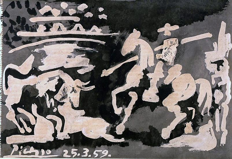 Pablo Picasso, "Scene de Tauromachie," 1959
Enamel color on washdrawing on paper, 14 5/8 x 21 1/4 inches