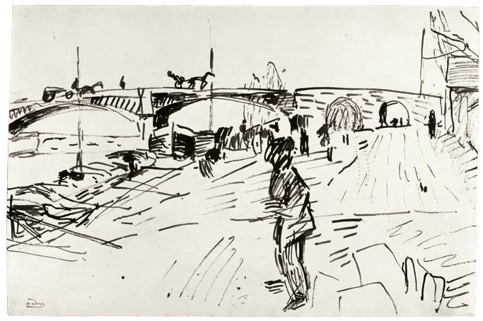 André Derain, "Le Pont de Chatou," c. 1904
Ink on paper, 12 3/4 x 19 inches