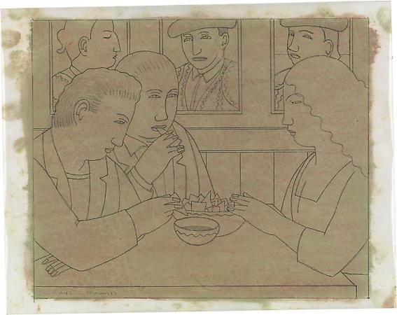 Drawing for Chips and Salsa, 2007
Pencil on paper with pastel tone on reverse
9 7/8 x 11 7/8 inches
Signed and dated at lower left: AVS 20 May 07
$1,500 Image