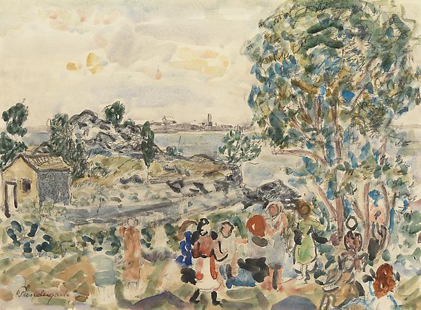 Children in a Landscape (Enfants dans un paysage), c. 1920-23
Watercolor on paper
9 7/8 x 13 1/2 inches Image