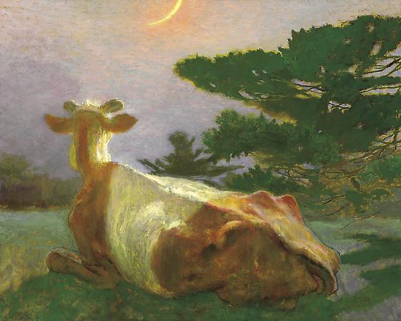 Jamie Wyeth (b. 1946)
And the Cow Jumped..., 2007
Oil on canvas
40 x 50 inches
Signed lower left: J. Wyeth
Image