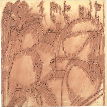Study for On the Stairs, 2010
Pencil on paper with pastel tone on reverse
17 1/4 x 17 inches
Signed and dated at lower right: AVS / 29 APR 10
$4,000 Image