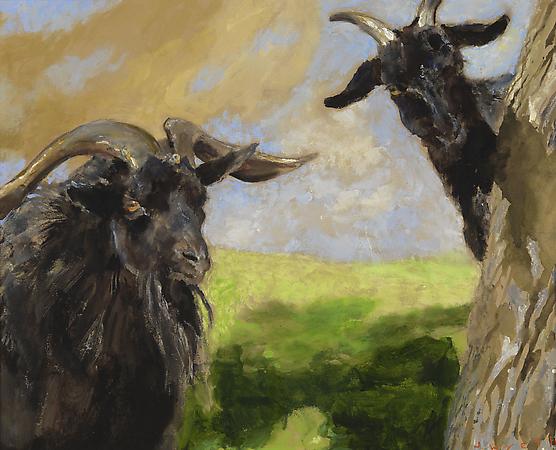 Jamie Wyeth (b. 1946)
Ram and Ewe, 2008
Combined mediums on toned paper board
16 x 20 inches
Signed lower right: J. Wyeth
Image