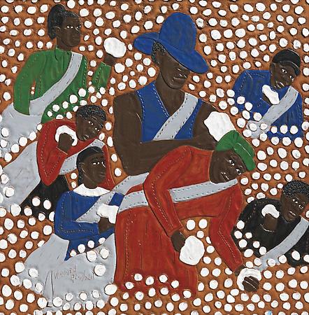 Family Picking Cotton, 2003
Dye on carved and tooled leather
14 1/2 x 14 inches
SOLD Image