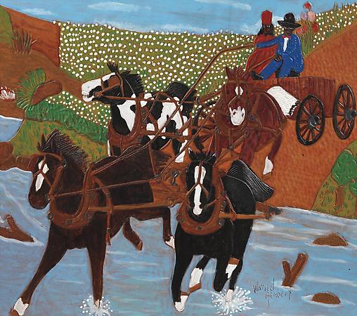 Going to Church Late, 2009
Dye on carved and tooled leather
21 1/2 x 24 1/2 inches
SOLD Image