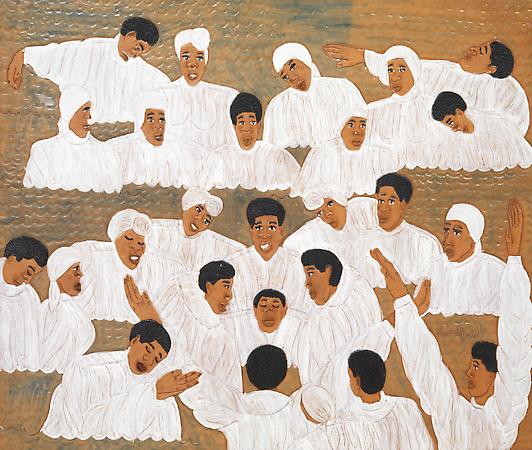 The Baptism , 2003
Dye on carved and tooled leather
29 1/4 x 34 3/4 inche Image