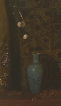 Still Life with Allium and Amber Beads, c. 1877-1880
Oil on canvas
23 1/4 x 13 7/8 inches Image