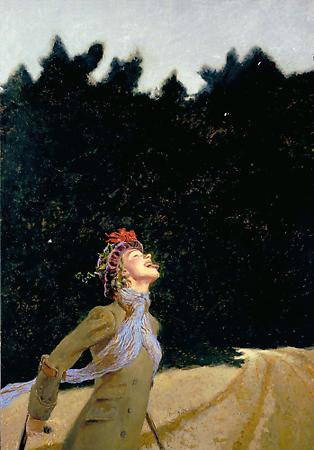 Jamie Wyeth (b. 1946)
Catching Snowflakes, 2004
Combined mediums on toned board
40 x 28 inches
Signed lower right: J. Wyeth
Image