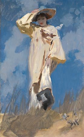 John Singer Sargent (1856-1925)
A Gust of Wind, c. 1883
Oil on canvas
24 1/4 x 15 inches
Private collection Image