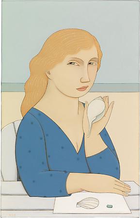 Woman with Shells and Glass, 2008
Oil on linen
14 x 9 inches
Signed at lower left: AVS
Private collection Image