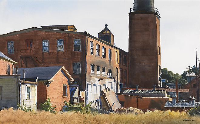 Ogden Pleissner (1905-1983)
Old Mill, Winchendon, Massachusetts, c. 1960
Watercolor on paper
16 x 26 inches Image