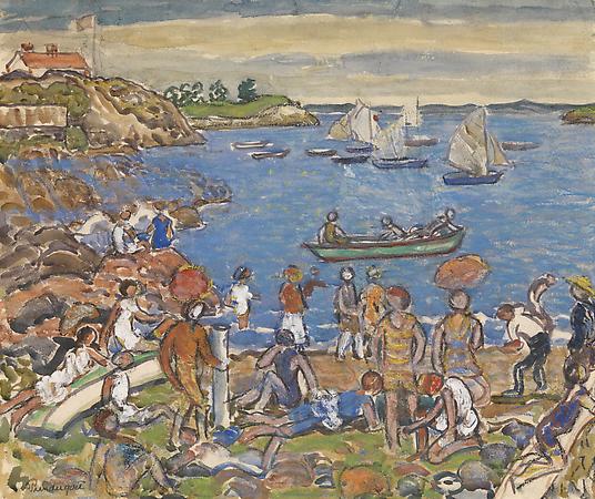 Maurice Prendergast (1858-1924)
Near Gloucester, c. 1916-19
Watercolor, pastel, gouache and charcoal on paper
15 1/8 x 18 1/8 inches Image