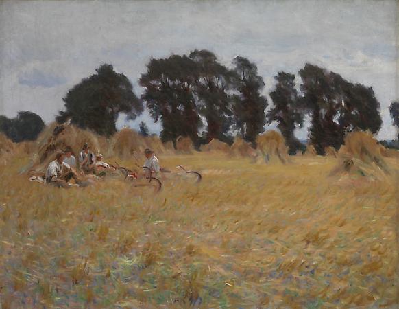 John Singer Sargent (1856-1925)
Reapers Resting in a Wheat Field, c. 1885
Oil on canvas
28 x 36 inches
Lent by The Metropolitan Museum of Art, Gift of Mrs. Francis Ormond, 1950 (50.130.14) Image