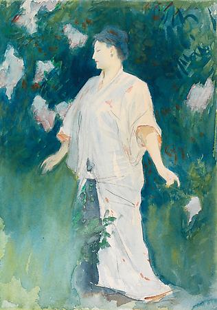 John Singer Sargent (1856-1925)
Judith Gautier, c. 1883-85
Watercolor and pencil on paper
13 1/2 x 10 1/2 inches
Private collection Image