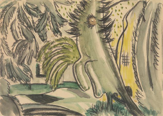 Study for Dancing Tree, c. 1930-31
Watercolor and charcoal on paper
4 3/4 x 6 3/4 inches Image