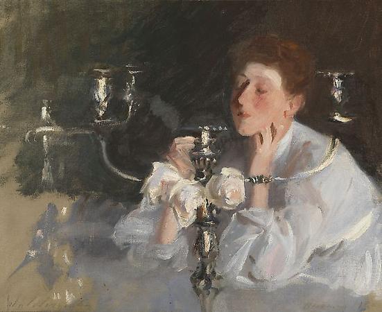 John Singer Sargent (1856-1925)
The Candelabrum, 1885
Oil on canvas
20 3/4 x 26 1/4 inches
Private collection Image
